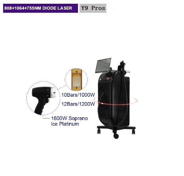 Singal Handle 3 Wavelength 755nm 808nm 1064nm Diode Laser Hair Removal Machine Y9 Pros